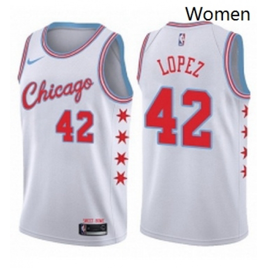 Womens Nike Chicago Bulls 42 Robin Lopez Swingman White NBA Jersey City Edition Womens Nike Chicago Bulls 42 Robin Lopez Swingman White NBA Jersey City Edition