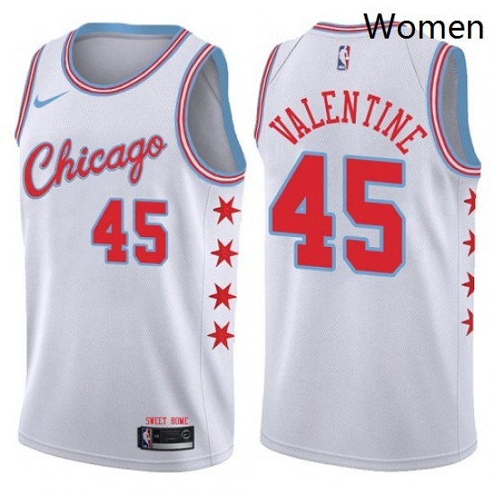 Womens Nike Chicago Bulls 45 Denzel Valentine Swingman White NBA Jersey City Edition Womens Nike Chicago Bulls 45 Denzel Valentine Swingman White NBA Jersey City Edition