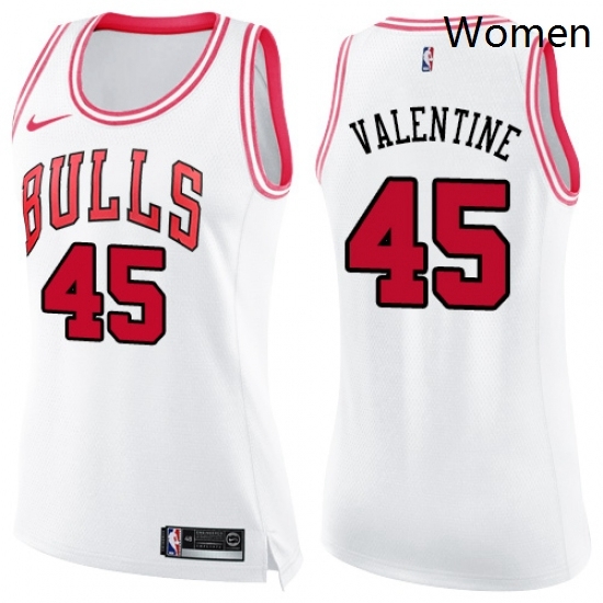 Womens Nike Chicago Bulls 45 Denzel Valentine Swingman WhitePink Fashion NBA Jersey Womens Nike Chicago Bulls 45 Denzel Valentine Swingman WhitePink Fashion NBA Jersey
