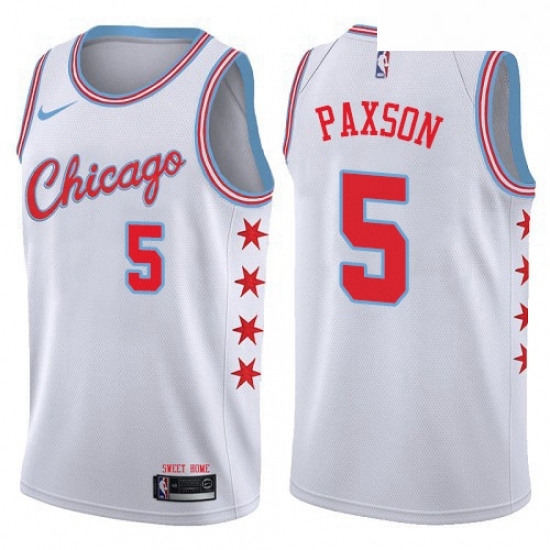 Womens Nike Chicago Bulls 5 John Paxson Swingman White NBA Jersey City Edition Womens Nike Chicago Bulls 5 John Paxson Swingman White NBA Jersey City Edition