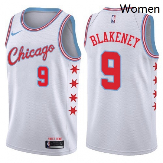 Womens Nike Chicago Bulls 9 Antonio Blakeney Swingman White NBA Jersey City Edition Womens Nike Chicago Bulls 9 Antonio Blakeney Swingman White NBA Jersey City Edition
