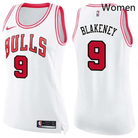 Womens Nike Chicago Bulls 9 Antonio Blakeney Swingman White Pink Fashion NBA Jersey Womens Nike Chicago Bulls 9 Antonio Blakeney Swingman White Pink Fashion NBA Jersey