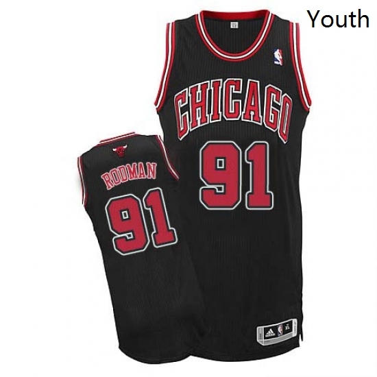 Youth Adidas Chicago Bulls 91 Dennis Rodman Authentic Black Alternate NBA Jersey Youth Adidas Chicago Bulls 91 Dennis Rodman Authentic Black Alternate NBA Jersey