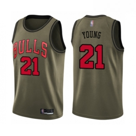 Youth Chicago Bulls 21 Thaddeus Young Swingman Green Salute to Service Basketball Jersey Youth Chicago Bulls 21 Thaddeus Young Swingman Green Salute to Service Basketball Jersey