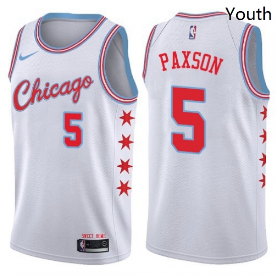 Youth Nike Chicago Bulls 5 John Paxson Swingman White NBA Jersey City Edition Youth Nike Chicago Bulls 5 John Paxson Swingman White NBA Jersey City Edition
