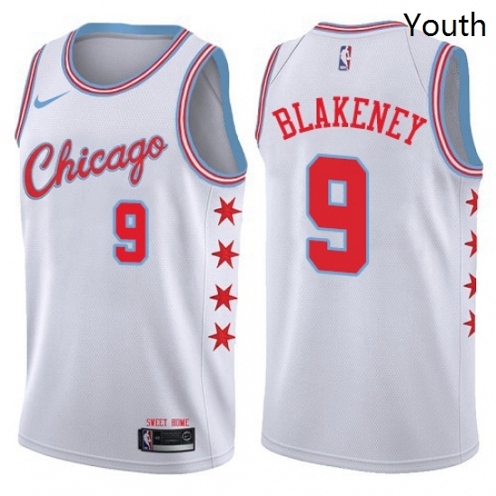 Youth Nike Chicago Bulls 9 Antonio Blakeney Swingman White NBA Jersey City Edition Youth Nike Chicago Bulls 9 Antonio Blakeney Swingman White NBA Jersey City Edition