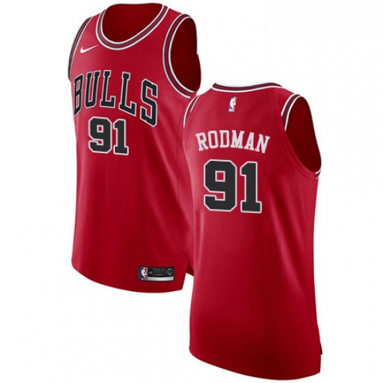 Youth Nike Chicago Bulls 91 Dennis Rodman Authentic Red Road NBA Jersey Icon Edition Youth Nike Chicago Bulls 91 Dennis Rodman Authentic Red Road NBA Jersey Icon Edition