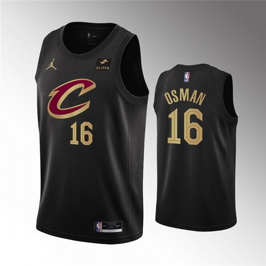 Men Cleveland Cavaliers 16 Cedi Osman Black Statement Edition Stitched Basketball Jersey Men Cleveland Cavaliers 16 Cedi Osman Black Statement Edition Stitched Basketball Jersey