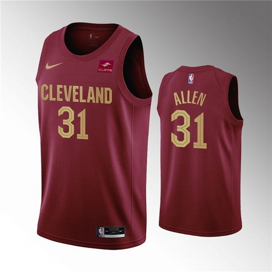 Men Cleveland Cavaliers 31 Jarrett Allen Wine Icon Edition Stitched Basketball Jersey Men Cleveland Cavaliers 31 Jarrett Allen Wine Icon Edition Stitched Basketball Jersey