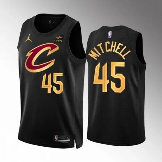 Men Cleveland Cavaliers 45 Donovan Mitchell Black Stitched Jersey Men Cleveland Cavaliers 45 Donovan Mitchell Black Stitched Jersey