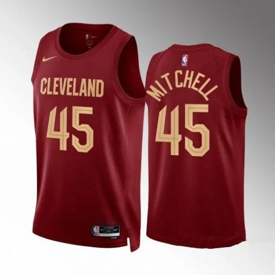 Men Cleveland Cavaliers 45 Donovan Mitchell Red Stitched Basketball Jersey Men Cleveland Cavaliers 45 Donovan Mitchell Red Stitched Basketball Jersey