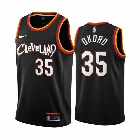 Men Nike Cleveland Cavaliers 35 Isaac Okoro Black NBA Swingman 2020 21 City Edition Jersey Men Nike Cleveland Cavaliers 35 Isaac Okoro Black NBA Swingman 2020 21 City Edition Jersey