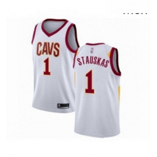 Mens Cleveland Cavaliers 1 Nik Stauskas Authentic White Basketball Jersey Association Edition Mens Cleveland Cavaliers 1 Nik Stauskas Authentic White Basketball Jersey Association Edition