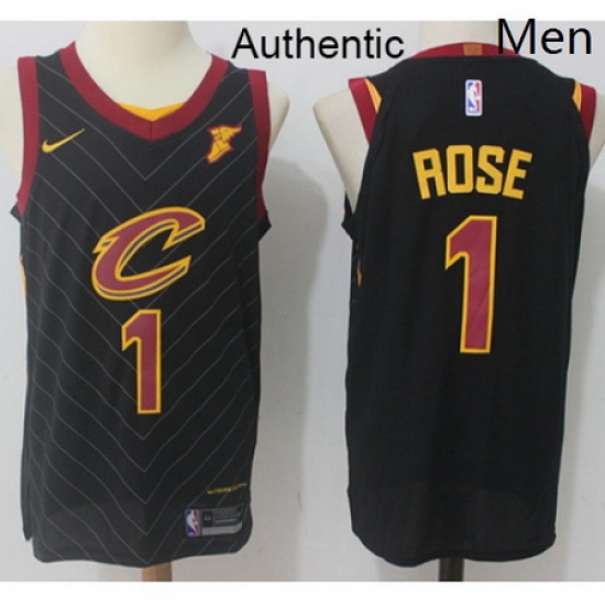 Mens Nike Cleveland Cavaliers 1 Derrick Rose Black NBA Authentic Statement Edition Jersey Mens Nike Cleveland Cavaliers 1 Derrick Rose Black NBA Authentic Statement Edition Jersey