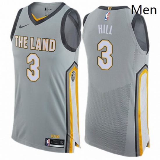 Mens Nike Cleveland Cavaliers 3 George Hill Authentic Gray NBA Jersey City Edition Mens Nike Cleveland Cavaliers 3 George Hill Authentic Gray NBA Jersey City Edition
