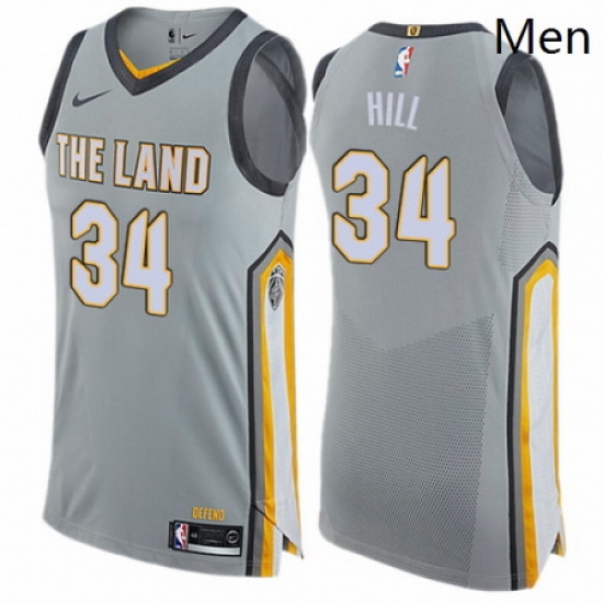 Mens Nike Cleveland Cavaliers 34 Tyrone Hill Authentic Gray NBA Jersey City Edition Mens Nike Cleveland Cavaliers 34 Tyrone Hill Authentic Gray NBA Jersey City Edition