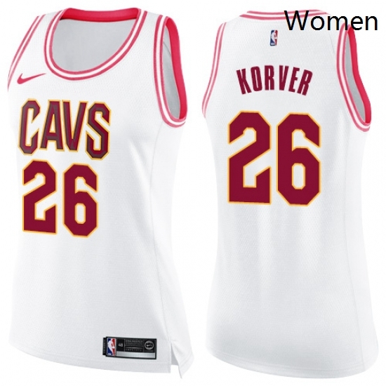 Womens Nike Cleveland Cavaliers 26 Kyle Korver Swingman WhitePink Fashion NBA Jersey Womens Nike Cleveland Cavaliers 26 Kyle Korver Swingman WhitePink Fashion NBA Jersey