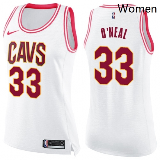 Womens Nike Cleveland Cavaliers 33 Shaquille ONeal Swingman WhitePink Fashion NBA Jersey Womens Nike Cleveland Cavaliers 33 Shaquille ONeal Swingman WhitePink Fashion NBA Jersey