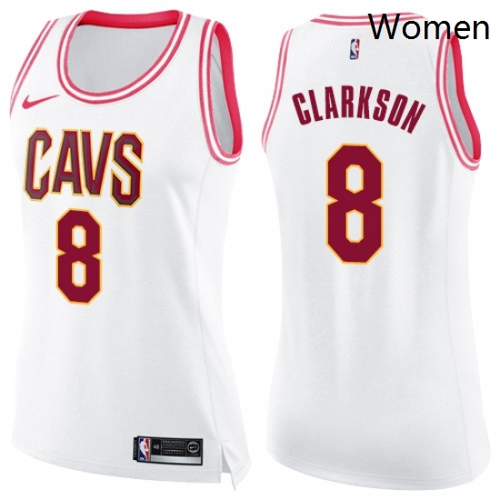 Womens Nike Cleveland Cavaliers 8 Jordan Clarkson Swingman WhitePink Fashion NBA Jersey Womens Nike Cleveland Cavaliers 8 Jordan Clarkson Swingman WhitePink Fashion NBA Jersey