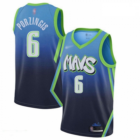 Mavericks 6 Kristaps Porzingis Blue Basketball Swingman City Edition 2019 20 Jersey Mavericks 6 Kristaps Porzingis Blue Basketball Swingman City Edition 2019 20 Jersey