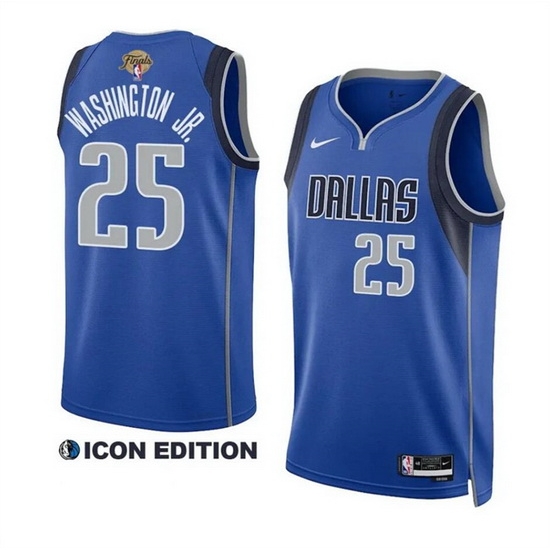 Men Dallas Mavericks 25 P J Washington Jr Blue 2024 Finals Icon Edition Stitched Basketball Jersey Men Dallas Mavericks 25 P J Washington Jr Blue 2024 Finals Icon Edition Stitched Basketball Jersey