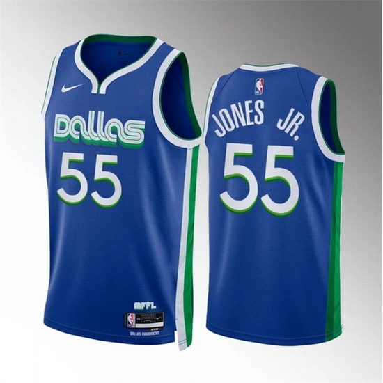 Men Dallas Mavericks 55 Derrick Jones Jr Blue City Edition Stitched Basketball Jersey Men Dallas Mavericks 55 Derrick Jones Jr Blue City Edition Stitched Basketball Jersey