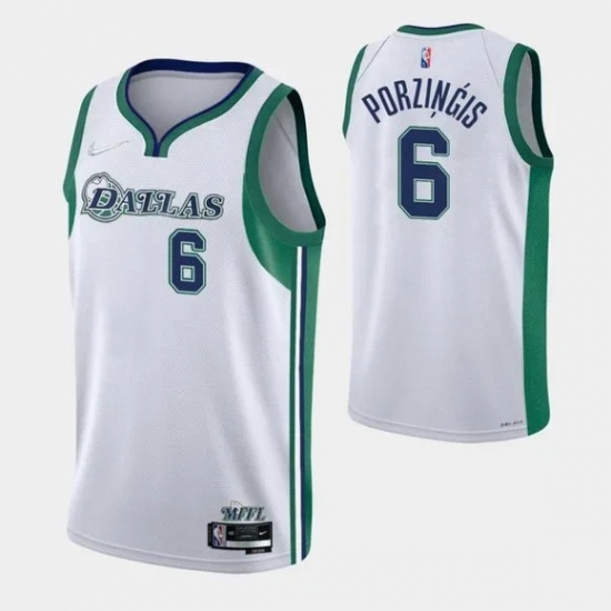 Men Dallas Mavericks 6 Kristaps Porzingis 2021 22 White City Edition Stitched Jersey Men Dallas Mavericks 6 Kristaps Porzingis 2021 22 White City Edition Stitched Jersey