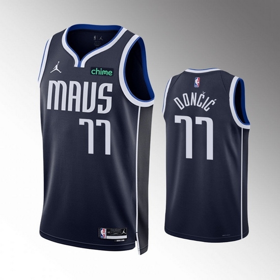 Men Dallas Mavericks 77 Luka Doncic Navy Statement Edition Stitched Basketball Jersey Men Dallas Mavericks 77 Luka Doncic Navy Statement Edition Stitched Basketball Jersey