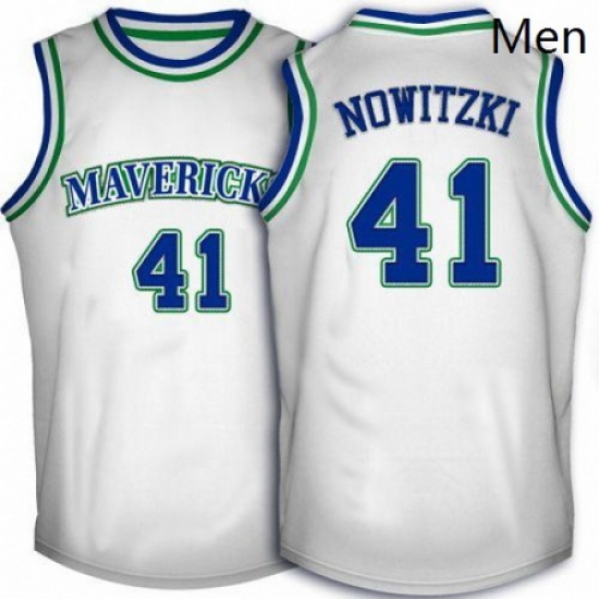 Mens Adidas Dallas Mavericks 41 Dirk Nowitzki Authentic White Throwback NBA Jersey Mens Adidas Dallas Mavericks 41 Dirk Nowitzki Authentic White Throwback NBA Jersey