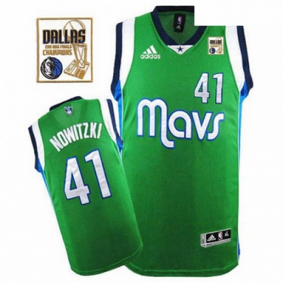Mens Adidas Dallas Mavericks 41 Dirk Nowitzki Swingman Green Champions Patch NBA Jersey Mens Adidas Dallas Mavericks 41 Dirk Nowitzki Swingman Green Champions Patch NBA Jersey