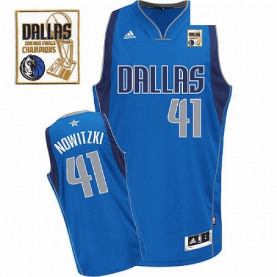 Mens Adidas Dallas Mavericks 41 Dirk Nowitzki Swingman Royal Blue Road Champions Patch NBA Jersey Mens Adidas Dallas Mavericks 41 Dirk Nowitzki Swingman Royal Blue Road Champions Patch NBA Jersey