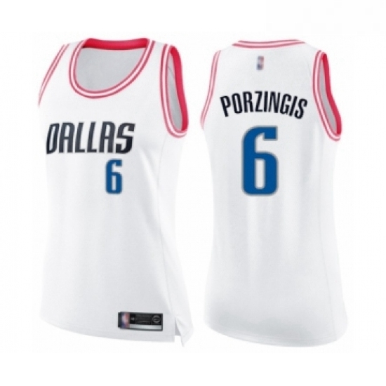 Womens Dallas Mavericks 6 Kristaps Porzingis Swingman White Pink Fashion Basketball Jerse Womens Dallas Mavericks 6 Kristaps Porzingis Swingman White Pink Fashion Basketball Jerse