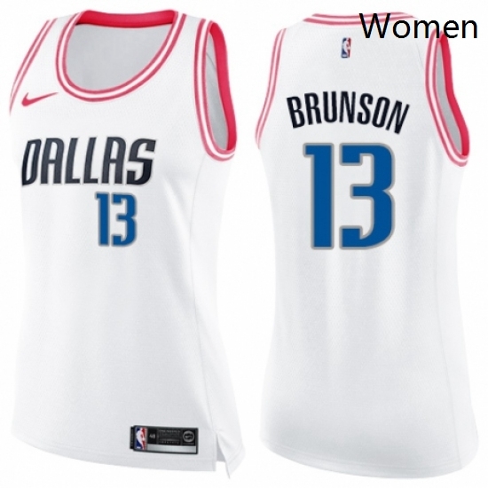 Womens Nike Dallas Mavericks 13 Jalen Brunson Swingman WhitePink Fashion NBA Jersey Womens Nike Dallas Mavericks 13 Jalen Brunson Swingman WhitePink Fashion NBA Jersey
