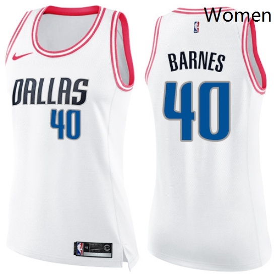 Womens Nike Dallas Mavericks 40 Harrison Barnes Swingman WhitePink Fashion NBA Jersey Womens Nike Dallas Mavericks 40 Harrison Barnes Swingman WhitePink Fashion NBA Jersey
