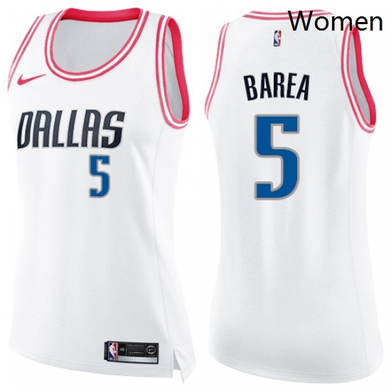 Womens Nike Dallas Mavericks 5 Jose Juan Barea Swingman WhitePink Fashion NBA Jersey Womens Nike Dallas Mavericks 5 Jose Juan Barea Swingman WhitePink Fashion NBA Jersey