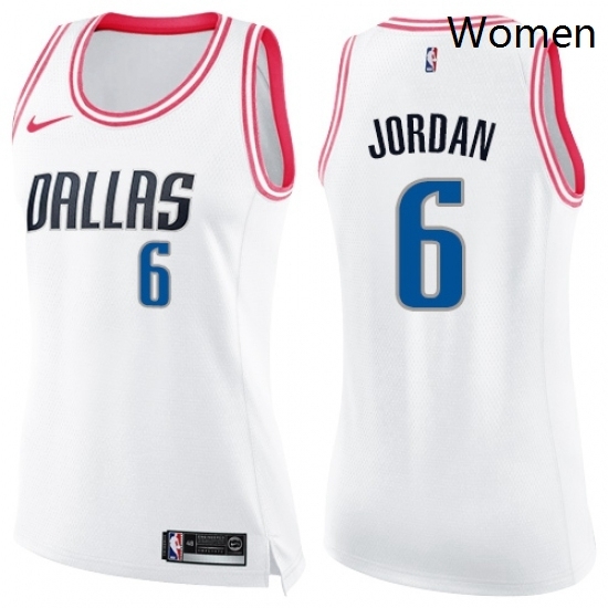 Womens Nike Dallas Mavericks 6 DeAndre Jordan Swingman White Pink Fashion NBA Jersey Womens Nike Dallas Mavericks 6 DeAndre Jordan Swingman White Pink Fashion NBA Jersey