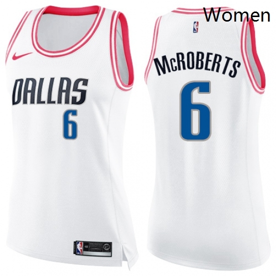 Womens Nike Dallas Mavericks 6 Josh McRoberts Swingman WhitePink Fashion NBA Jersey Womens Nike Dallas Mavericks 6 Josh McRoberts Swingman WhitePink Fashion NBA Jersey