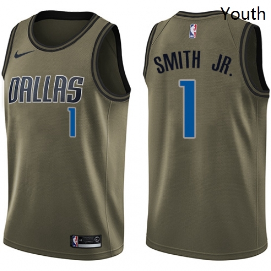 Youth Nike Dallas Mavericks 1 Dennis Smith Jr Swingman Green Salute to Service NBA Jersey Youth Nike Dallas Mavericks 1 Dennis Smith Jr Swingman Green Salute to Service NBA Jersey