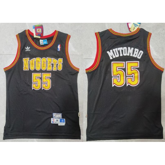 Men Adidas Denver Nuggets Dikembe Mutombo 55 Black Hardwood Classic NBA Jersey Men Adidas Denver Nuggets Dikembe Mutombo 55 Black Hardwood Classic NBA Jersey