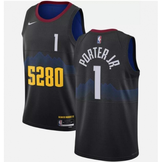 Men Denver Nuggets 1 Michael Porter Jr 2024 5280 Model Stitched Basketball Jersey Men Denver Nuggets 1 Michael Porter Jr 2024 5280 Model Stitched Basketball Jersey