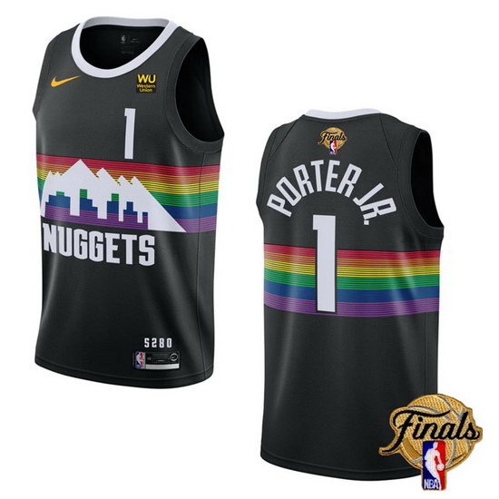Men Denver Nuggets 1 Michael Porter Jr Black 2023 Finals City Edition Stitched Basketball Jersey Men Denver Nuggets 1 Michael Porter Jr Black 2023 Finals City Edition Stitched Basketball Jersey