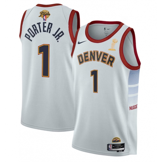 Men Denver Nuggets 1 Michael Porter Jr White 2023 Finals Champions Icon Edition Stitched Basketball Jersey Men Denver Nuggets 1 Michael Porter Jr White 2023 Finals Champions Icon Edition Stitched Basketball Jersey