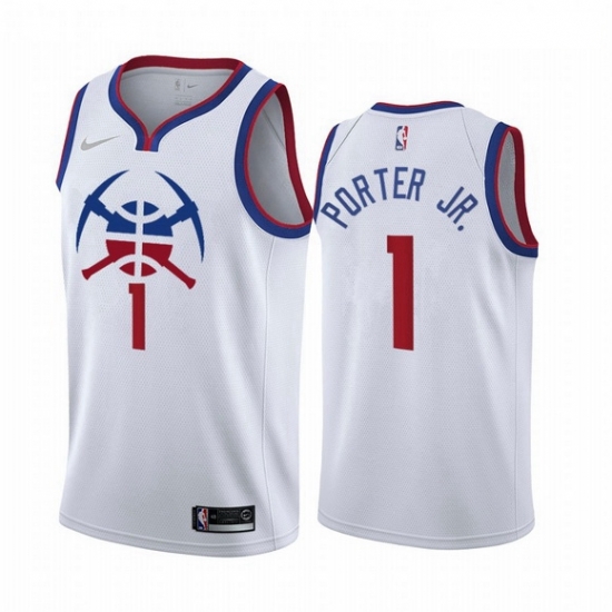 Men Denver Nuggets 1 Michael Porter Jr White NBA Swingman 2020 21 Earned Edition Jersey Men Denver Nuggets 1 Michael Porter Jr White NBA Swingman 2020 21 Earned Edition Jersey