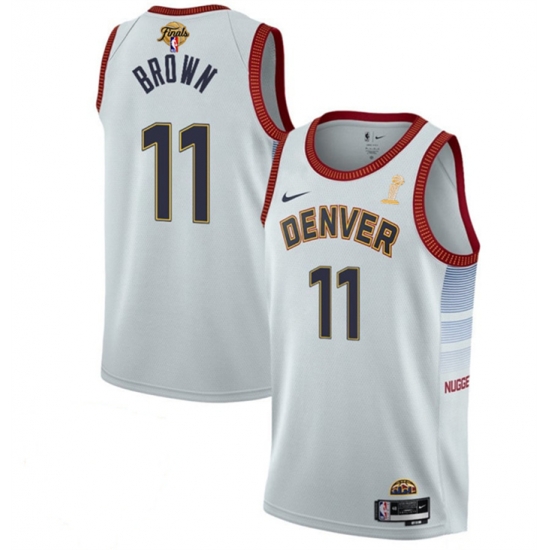 Men Denver Nuggets 11 Bruce Brown White 2023 Finals Champions Icon Edition Stitched Basketball Jersey Men Denver Nuggets 11 Bruce Brown White 2023 Finals Champions Icon Edition Stitched Basketball Jersey