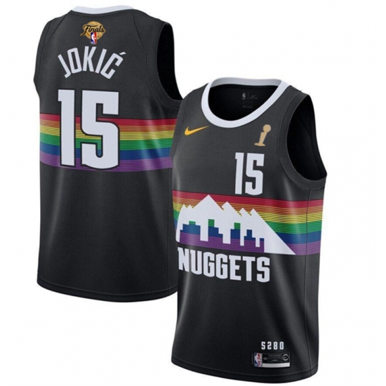 Men Denver Nuggets 15 Nikola Jokic Black 2023 Finals Champions City Edition Stitched Basketball Jersey Men Denver Nuggets 15 Nikola Jokic Black 2023 Finals Champions City Edition Stitched Basketball Jersey