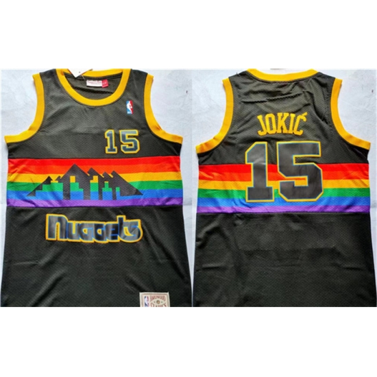 Men Denver Nuggets 15 Nikola Jokic Black Throwback Stitched Jersey Men Denver Nuggets 15 Nikola Jokic Black Throwback Stitched Jersey