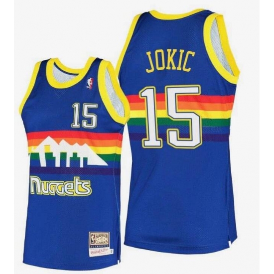 Men Denver Nuggets 15 Nikola Jokic Blue 2003 04 Throwback Stitched Jersey Men Denver Nuggets 15 Nikola Jokic Blue 2003 04 Throwback Stitched Jersey