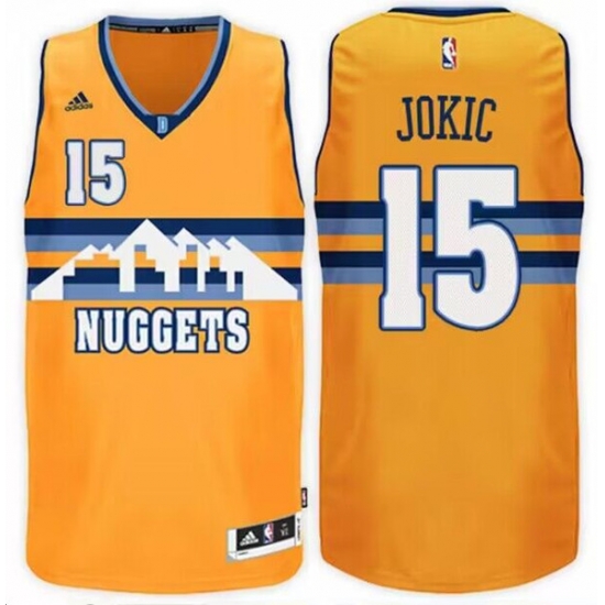 Men Denver Nuggets 15 Nikola Jokic Gold 2016 17 Swingman Stitched Basketball Jersey Men Denver Nuggets 15 Nikola Jokic Gold 2016 17 Swingman Stitched Basketball Jersey
