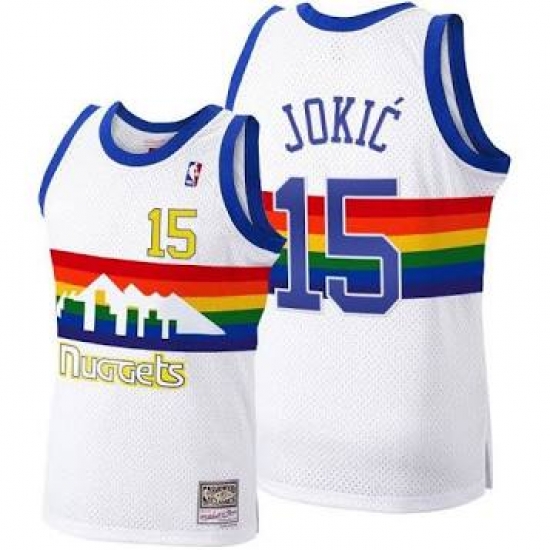 Men Denver Nuggets 15 Nikola Jokic White 2003 04 Throwback Stitched Jersey Men Denver Nuggets 15 Nikola Jokic White 2003 04 Throwback Stitched Jersey