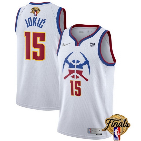 Men Denver Nuggets 15 Nikola Jokic White 2023 Finals Earned Edition Stitched Basketball Jersey Men Denver Nuggets 15 Nikola Jokic White 2023 Finals Earned Edition Stitched Basketball Jersey
